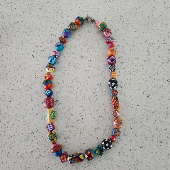 Karyn Kozak Polymer Clay Multicolor Handcrafted Beaded Women’s Necklace - Picture 4 of 15